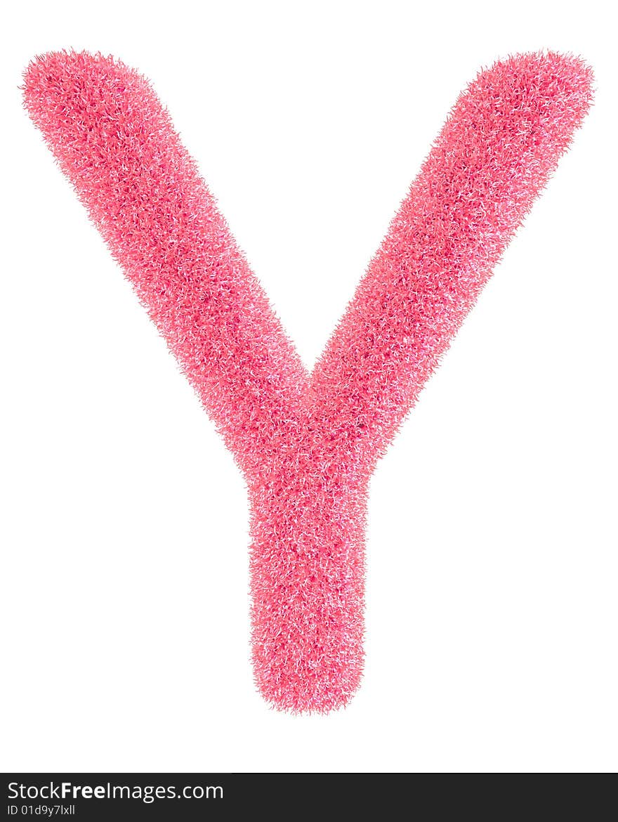 Furry pink letter isolated on the white backround. Including clipping path.