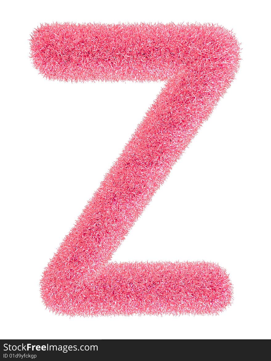 Furry pink letter isolated on the white backround. Including clipping path.