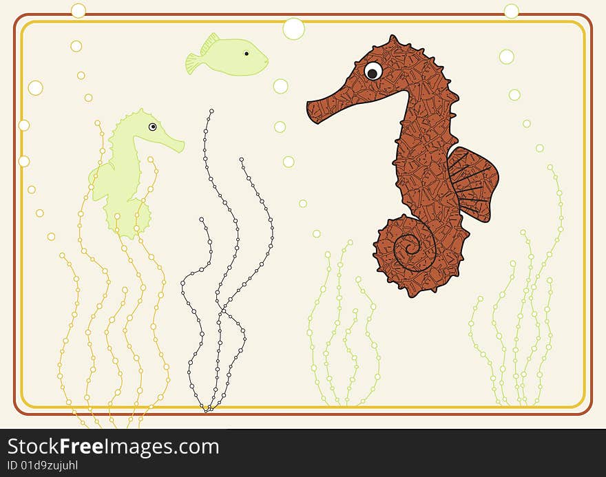 Vector design with seahorse