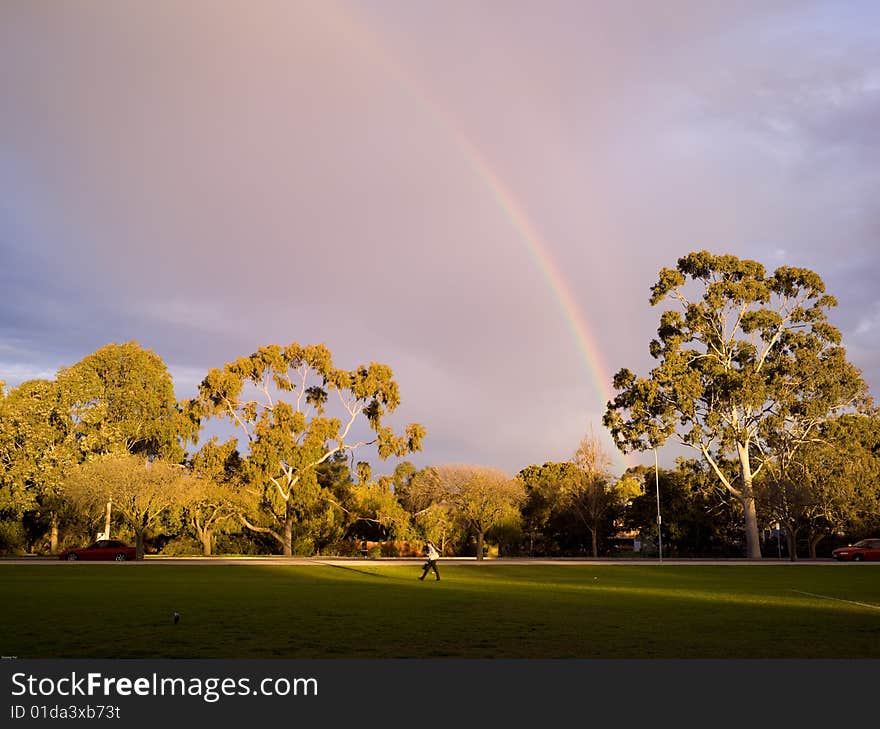 Rainbow in the sky with grassplot. Rainbow in the sky with grassplot