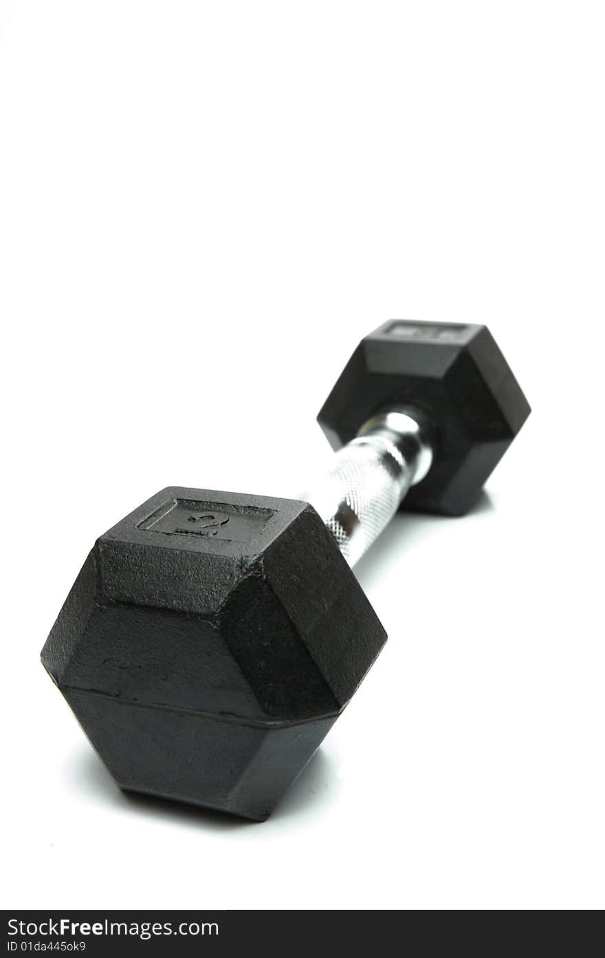 Weight lifting dumbbells isolated against a white background