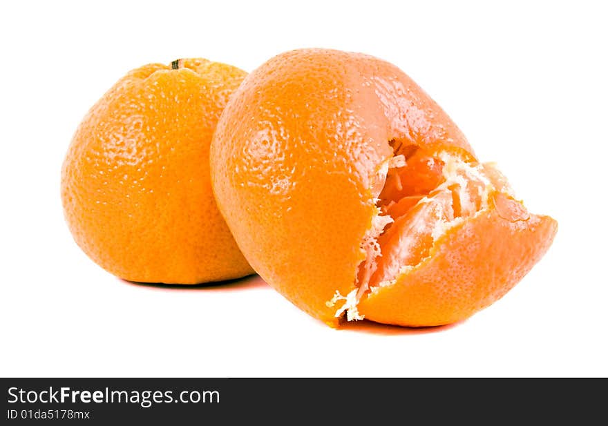 Appetizing mandarine close-up isolated on a white background