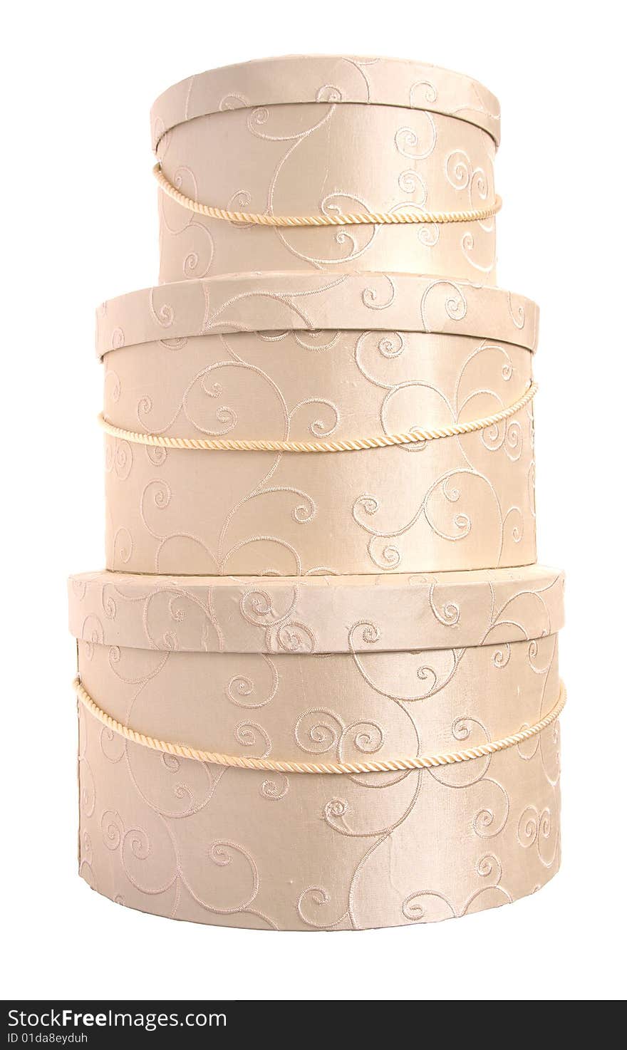 Hi-key image of hatboxes isolated on a white background