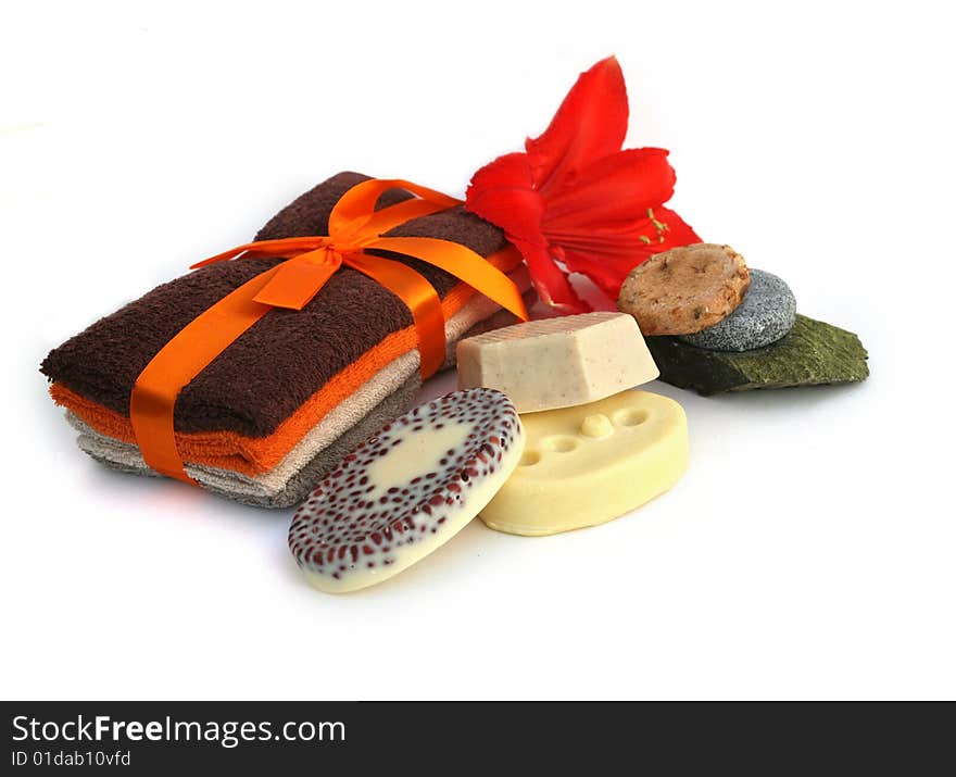 Isolated still-life natural spa products. Isolated still-life natural spa products