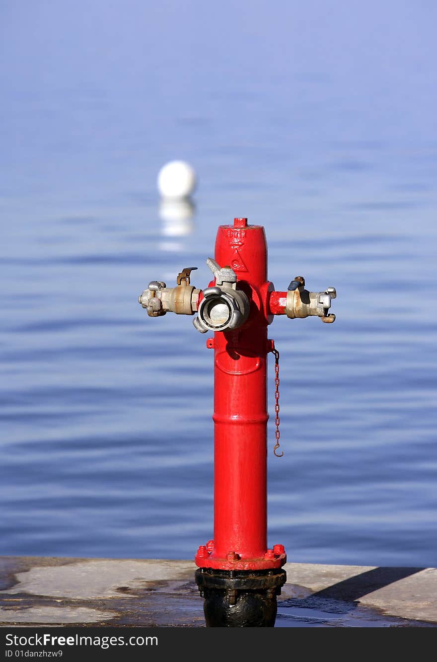 Sea marine fire protection hydrant in mediterranean sea. Sea marine fire protection hydrant in mediterranean sea