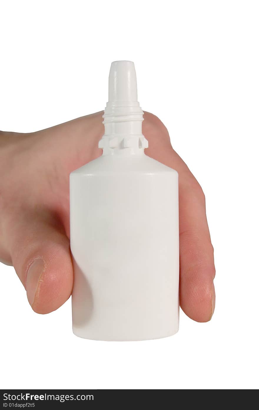 Hand holding a spray container