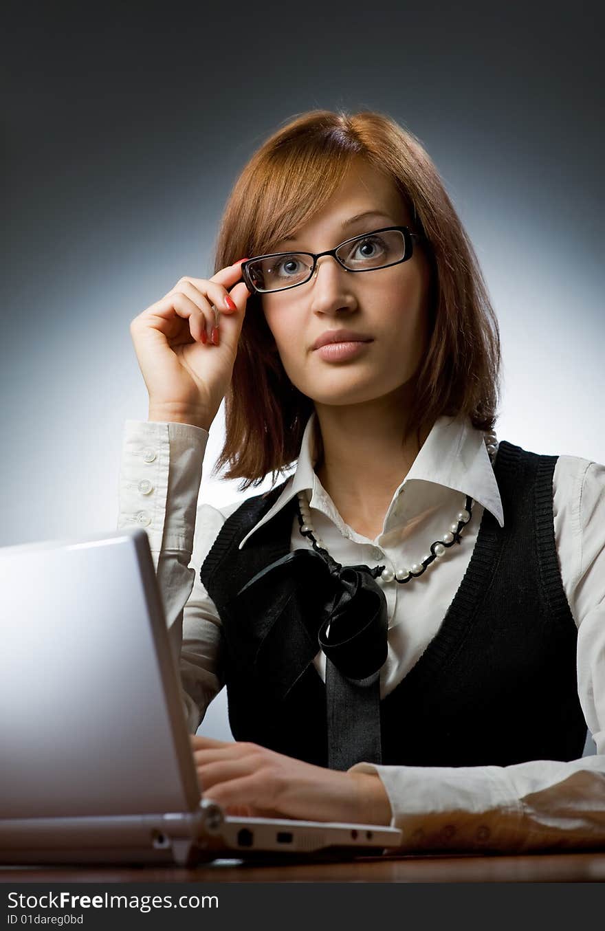 Woman working on her laptop