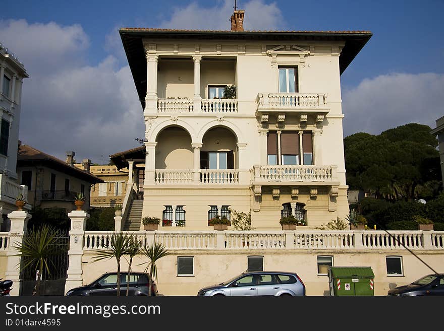 A house built in liberty style in Genoa (Liguria, Italy). A house built in liberty style in Genoa (Liguria, Italy)