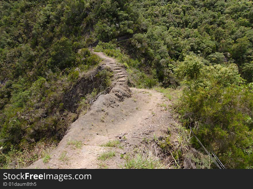 Hiking Trail Surrounded By Precipices