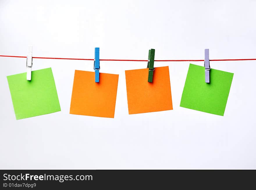 Paper Blanks Hanging on a Rope Held By Clothespins