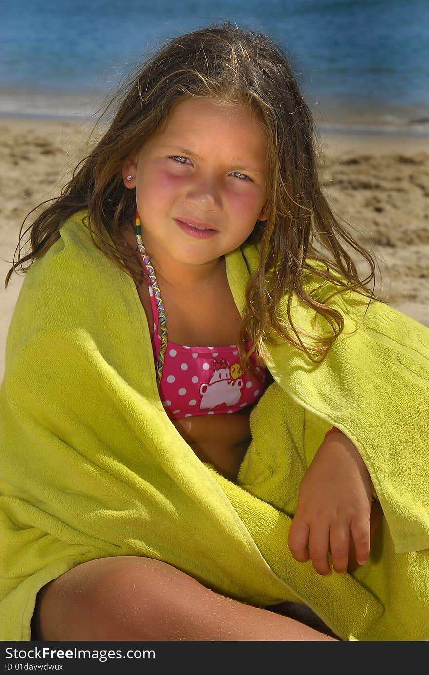 Young girl posing in the beach. Young girl posing in the beach