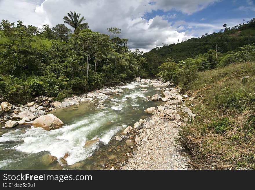 Jondachi River in Ecuador's amazon basin