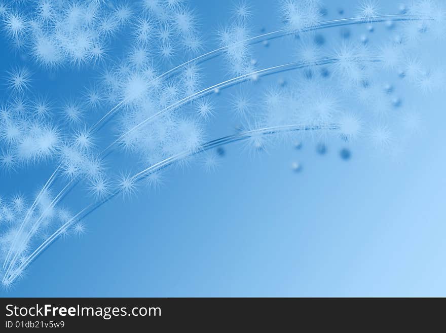 Blue winter gradient background with snowflakes and bubbles. Blue winter gradient background with snowflakes and bubbles