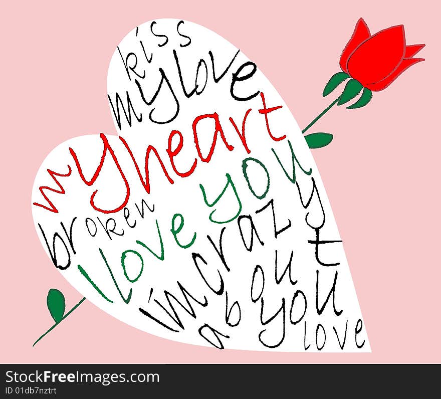 Valentine card with English text