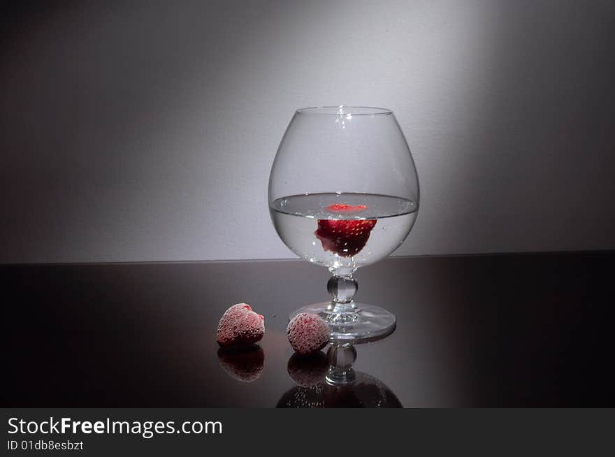 Wine glass and berries. Romantic picture. Wine glass and berries. Romantic picture.