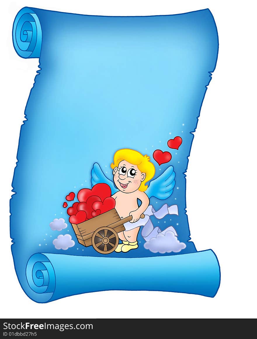 Valentine letter with wheelbarrow cupid - color illustration. Valentine letter with wheelbarrow cupid - color illustration.