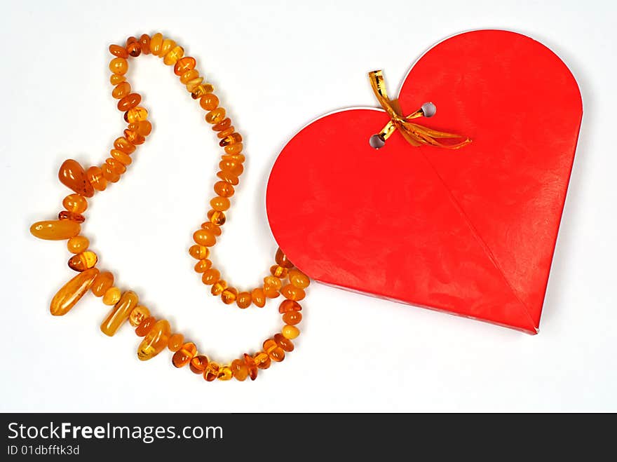 Valentine day  gift amber necklace