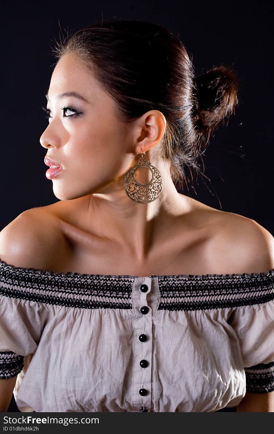 Stylish asian young woman face expression. Stylish asian young woman face expression