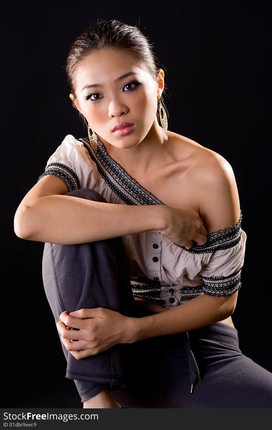 Stylish asian young woman face expression. Stylish asian young woman face expression