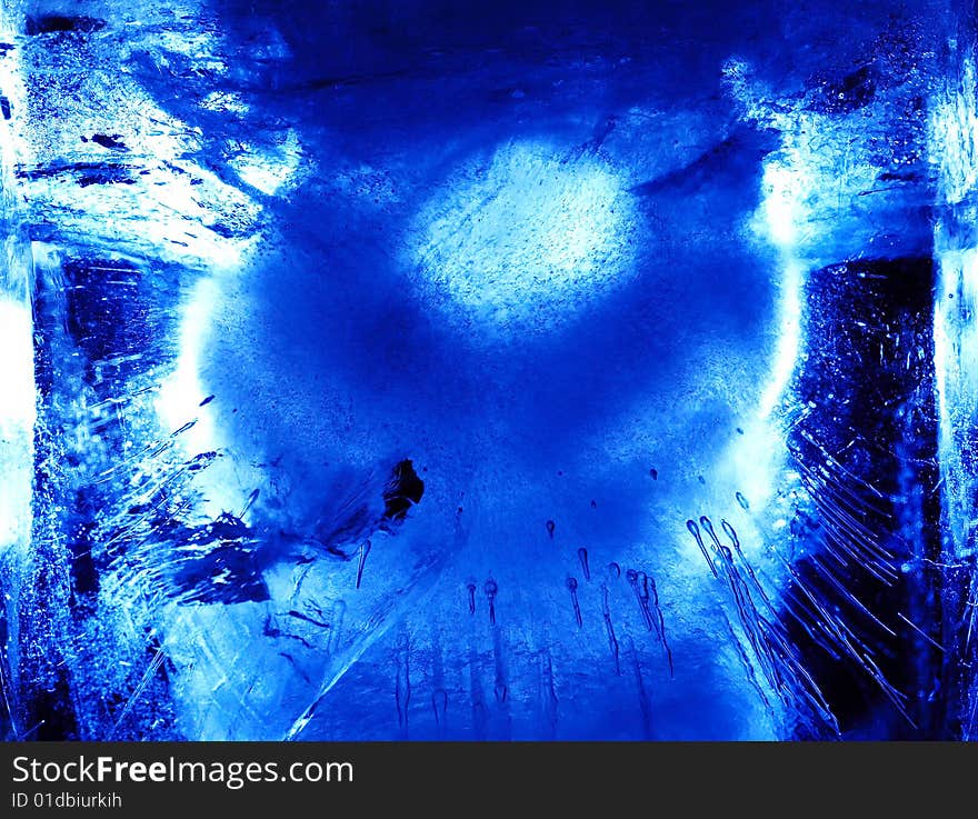 Abstract ice figure in blue light