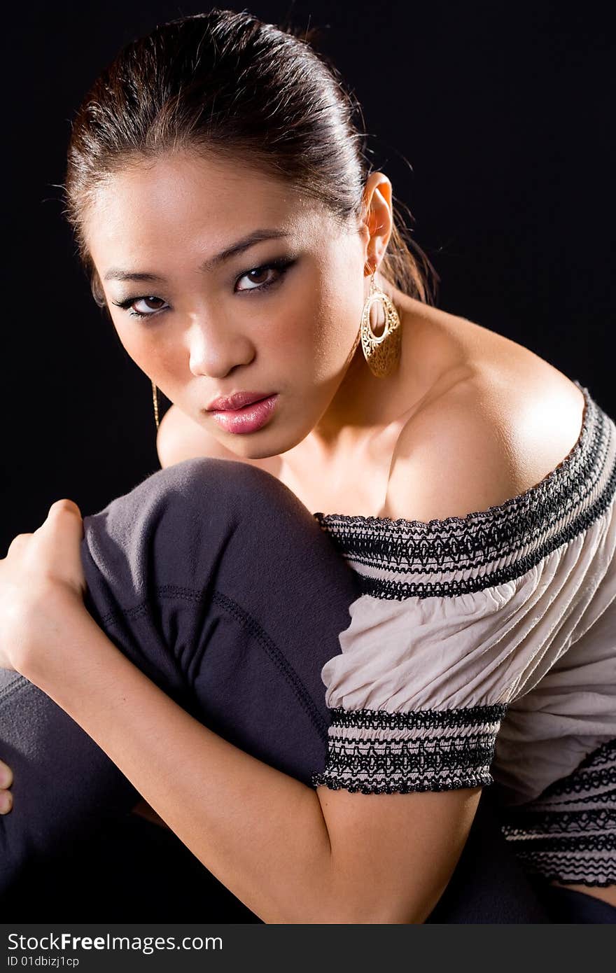 Stylish asian young woman face expression. Stylish asian young woman face expression