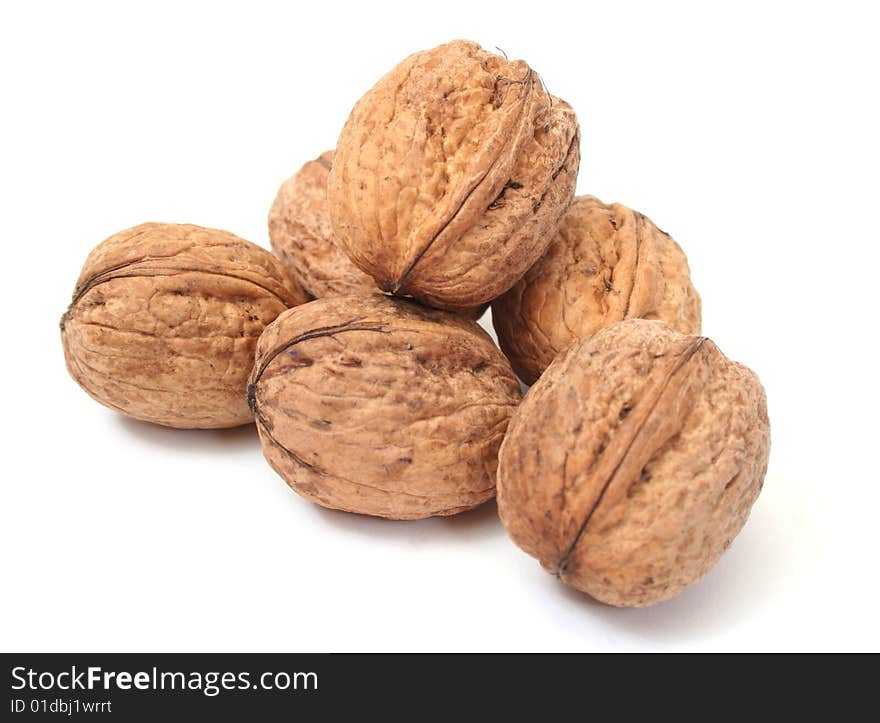 Close up of walnut on white background. Close up of walnut on white background