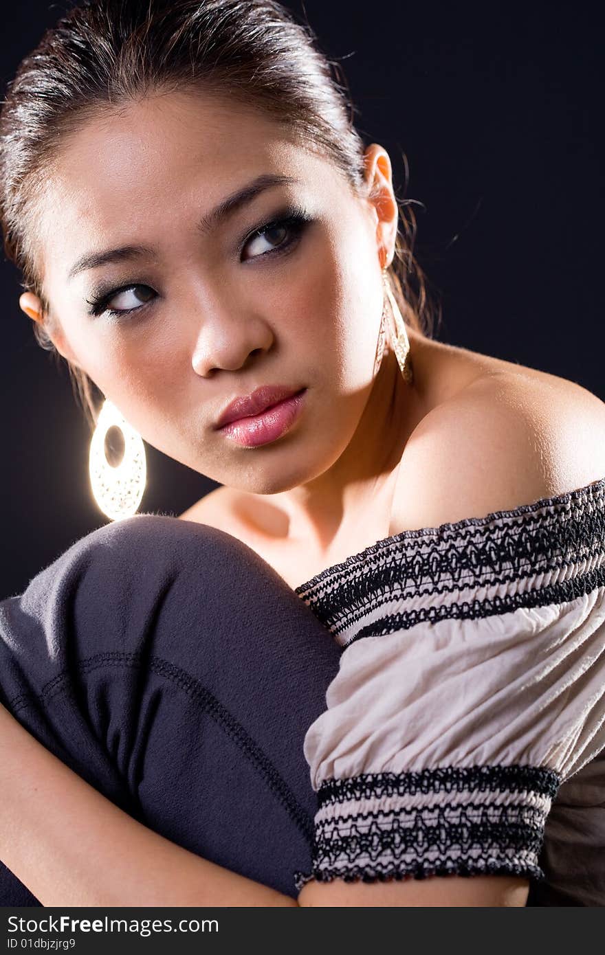 Stylish asian young woman face expression. Stylish asian young woman face expression