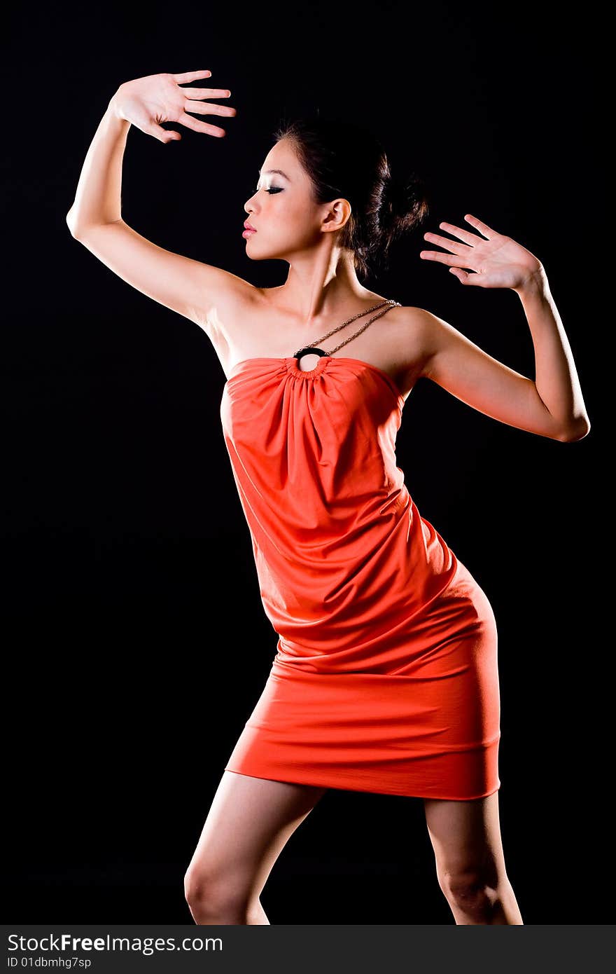 Young woman dance pose