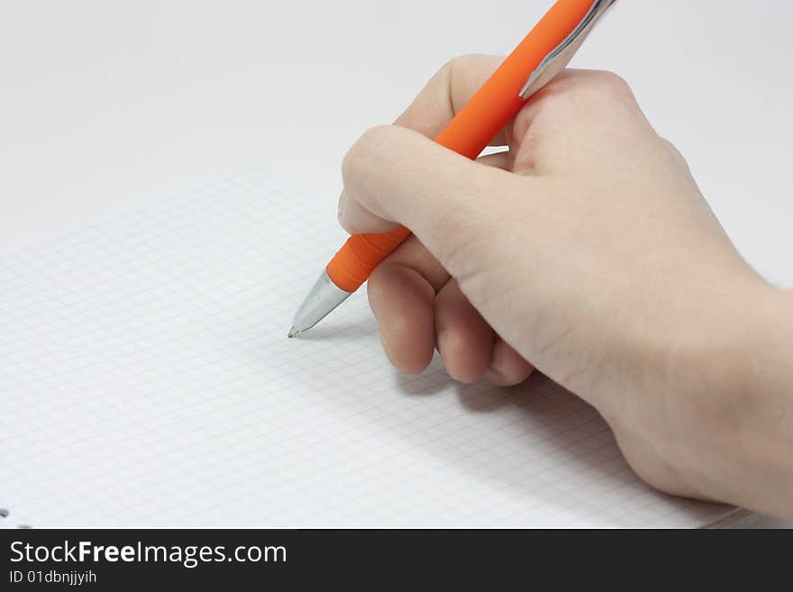 Closeup shot of pen writing on blank area