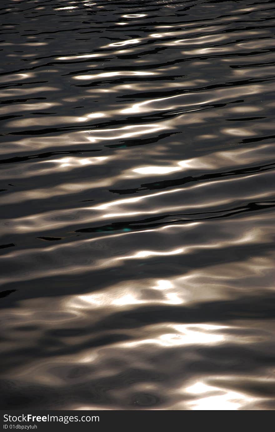 Sunlight reflecting off flowing river water. Sunlight reflecting off flowing river water