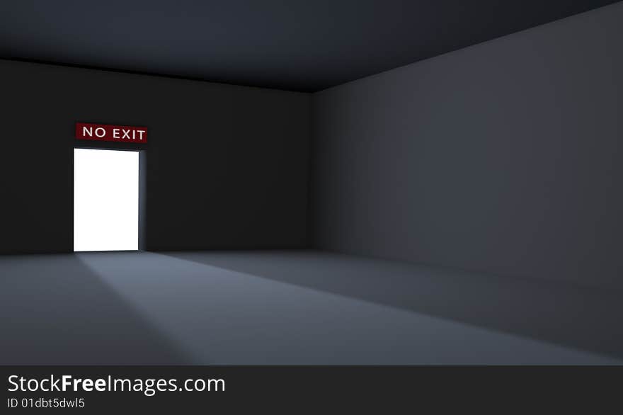 Dark room. door. no exit.