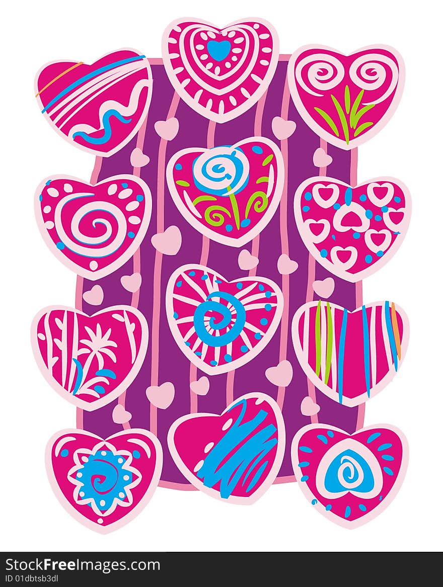 Stylized hearts for design