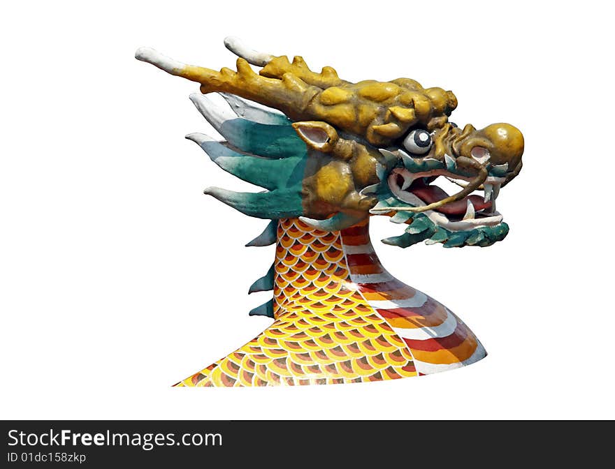 Chinese dragon head isolated on white