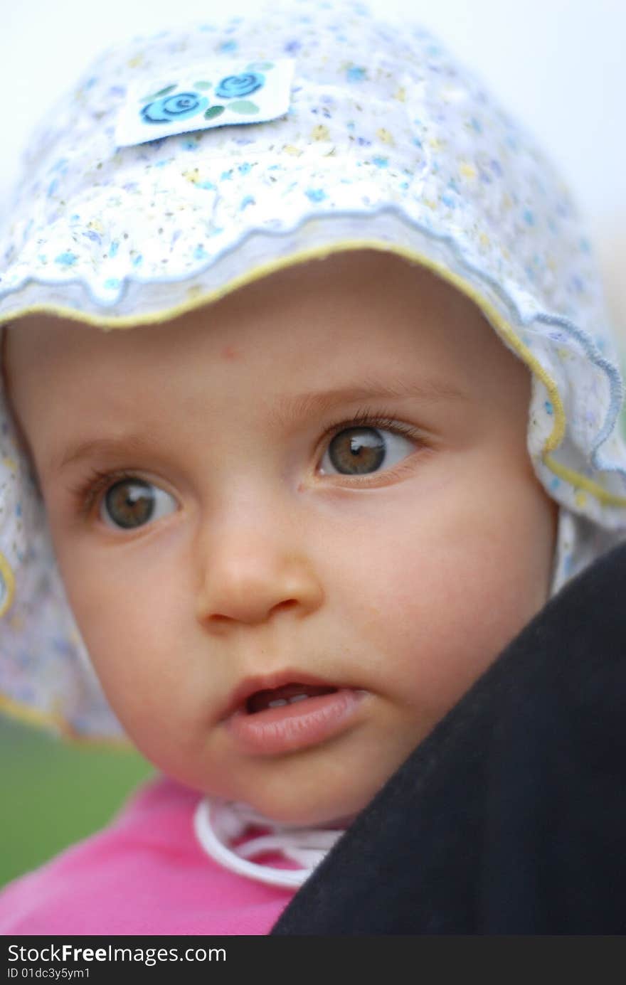 Little girl in  hat portrait. Little girl in  hat portrait