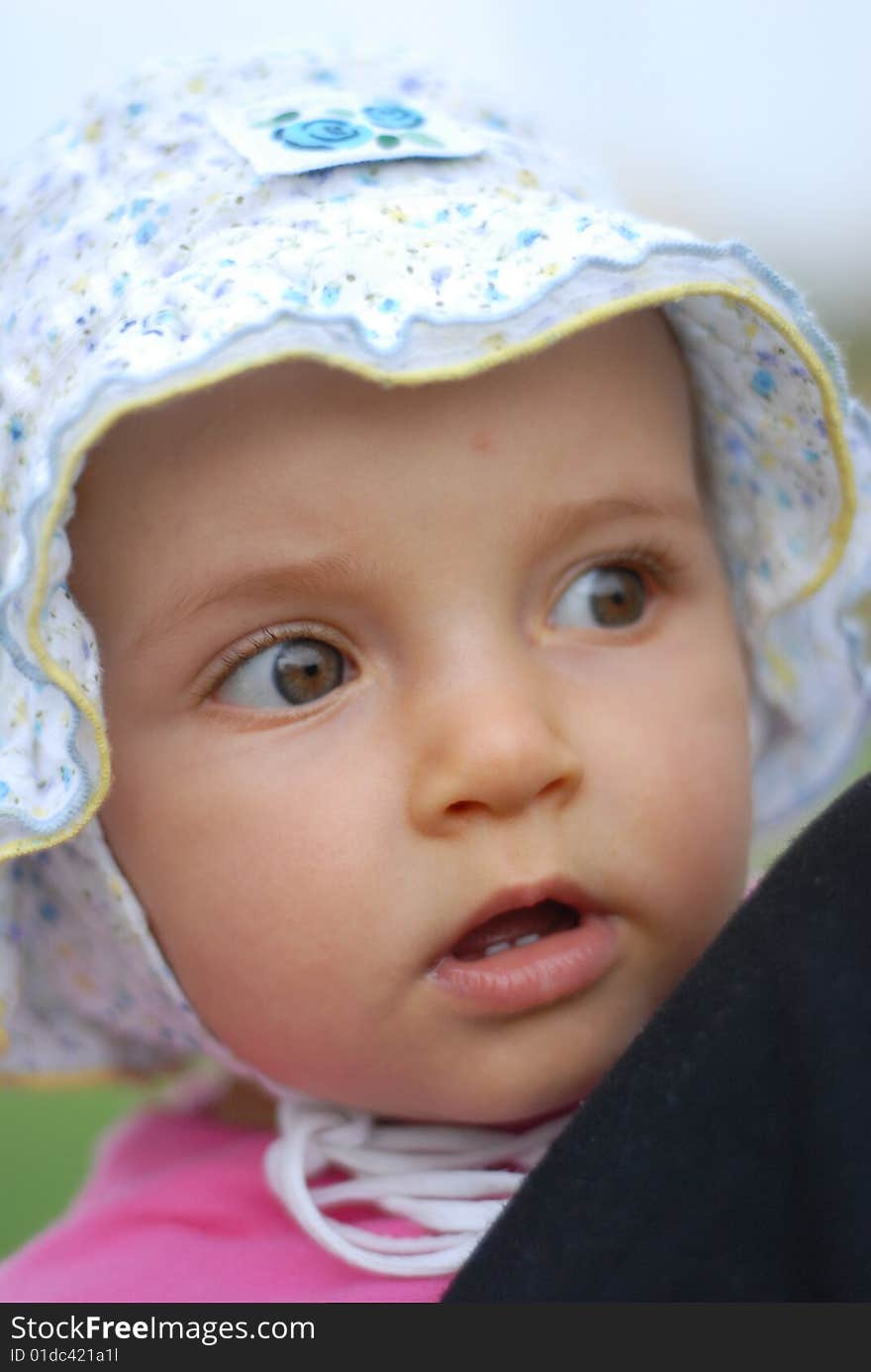 Little girl in  hat portrait. Little girl in  hat portrait