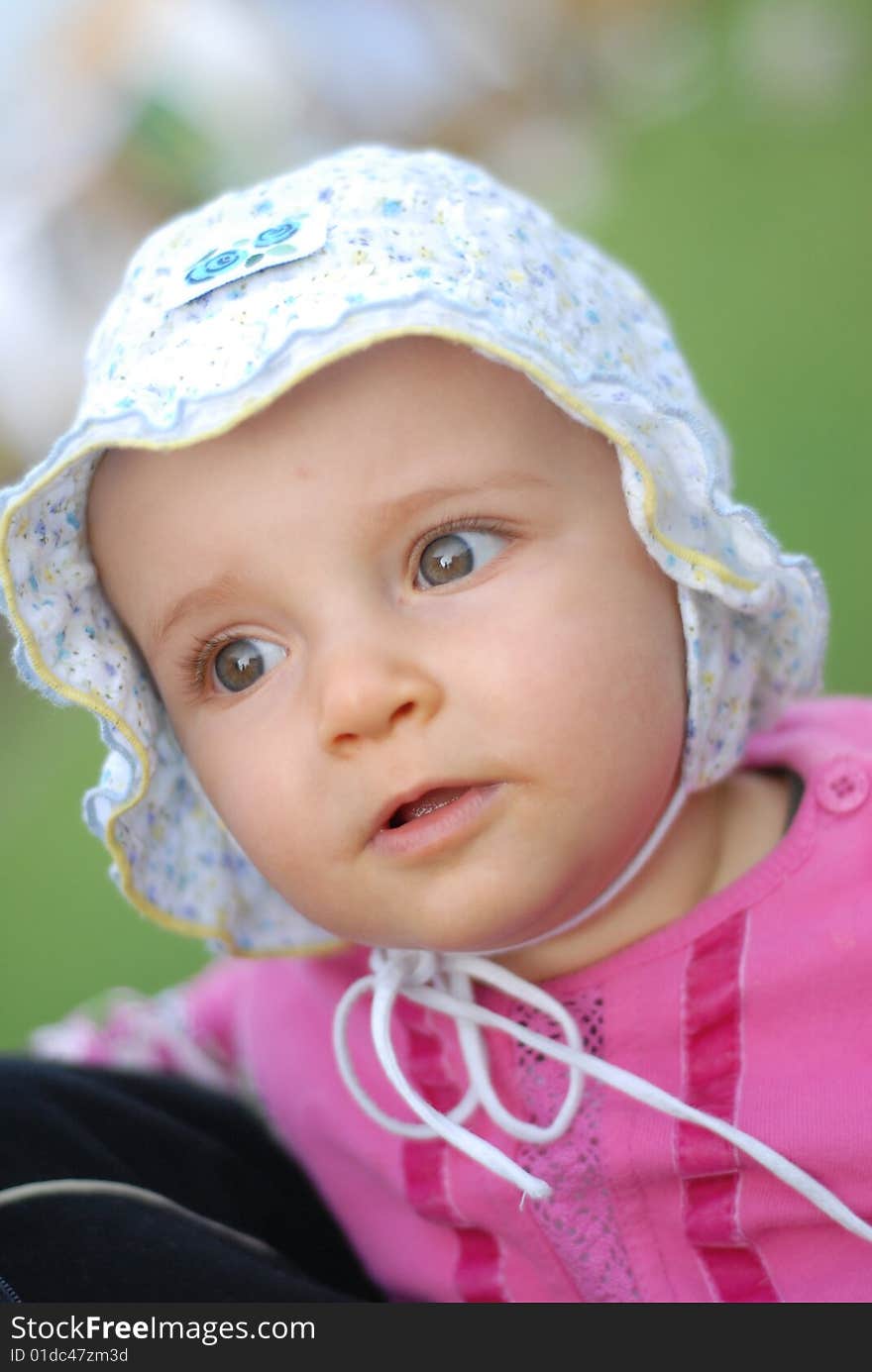 Little girl in  hat portrait. Little girl in  hat portrait