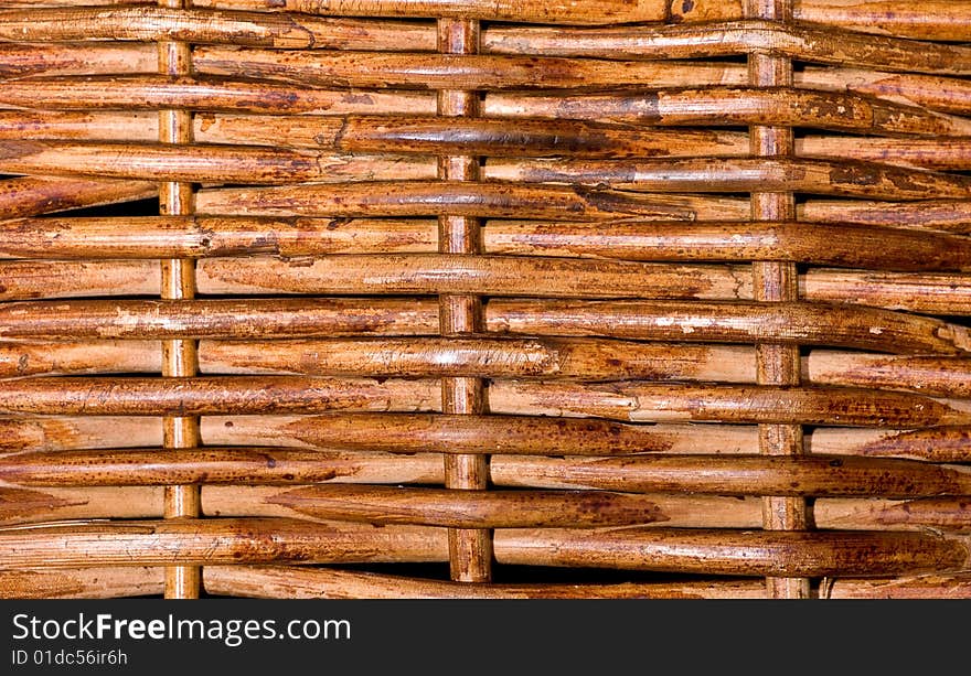 A closeup of a woven basket, rough texture