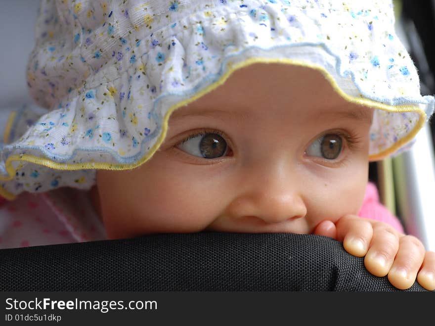 Little girl in  hat portrait. Little girl in  hat portrait