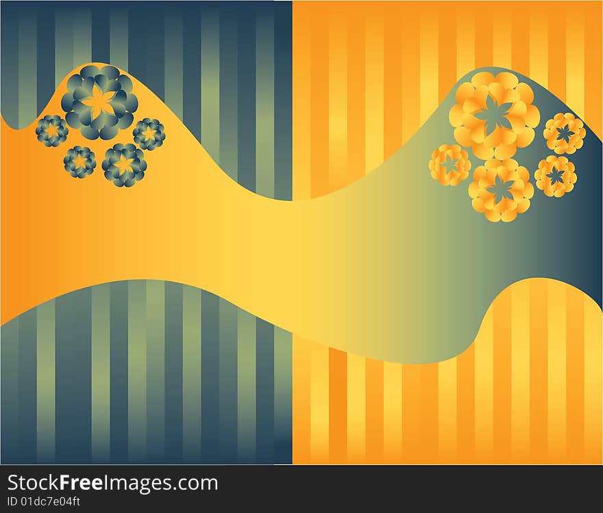 Flowers and stripes are featured in an abstract background illustration. Flowers and stripes are featured in an abstract background illustration.