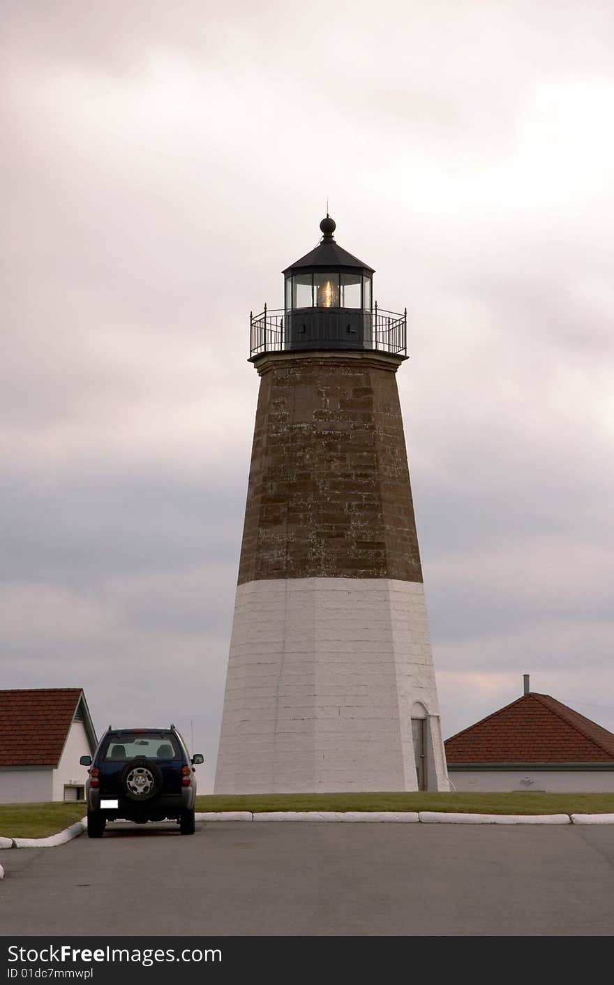 Lighthouse in the winter , picture was taken in Judith Point