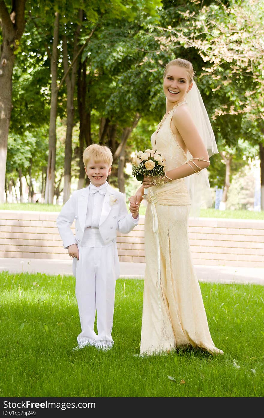 The bride near to the younger brother or the nephew. The bride near to the younger brother or the nephew