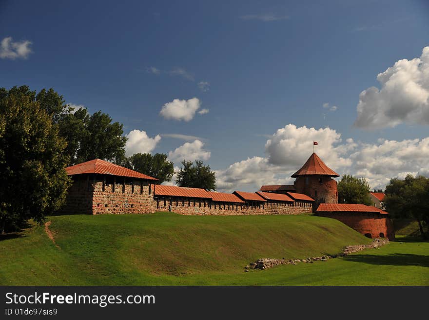 Red architectural ancient monument and sky. Red architectural ancient monument and sky