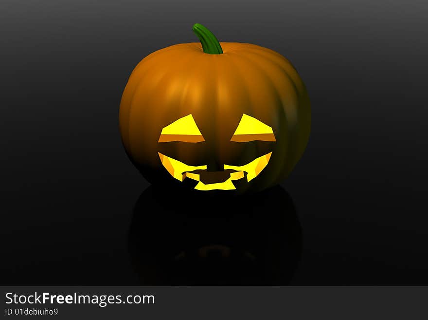 Old halloween pumpkin - 3d render on black