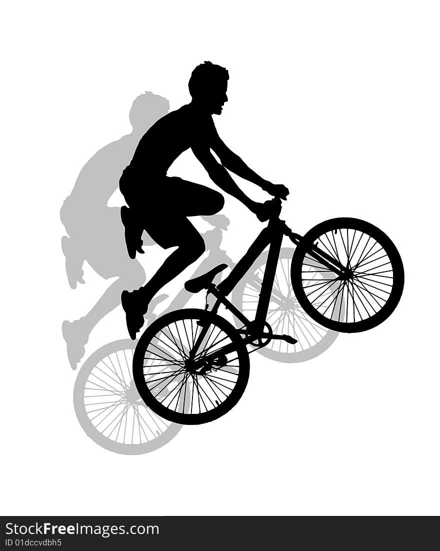 Extreme sport silhouette - jump with a mountain bike