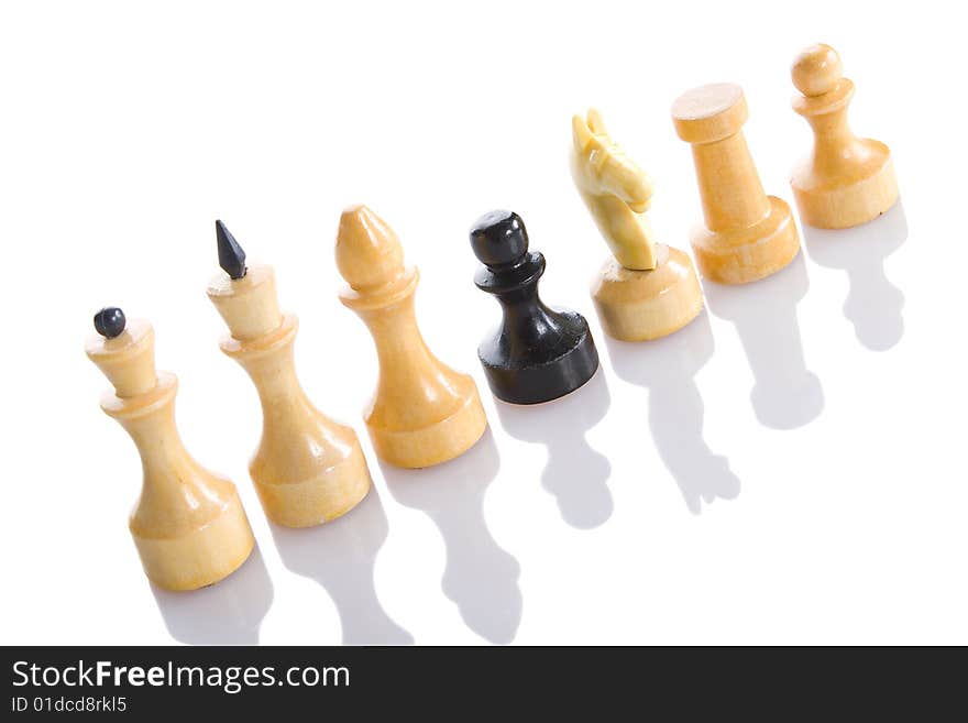 White chess pieces and one black