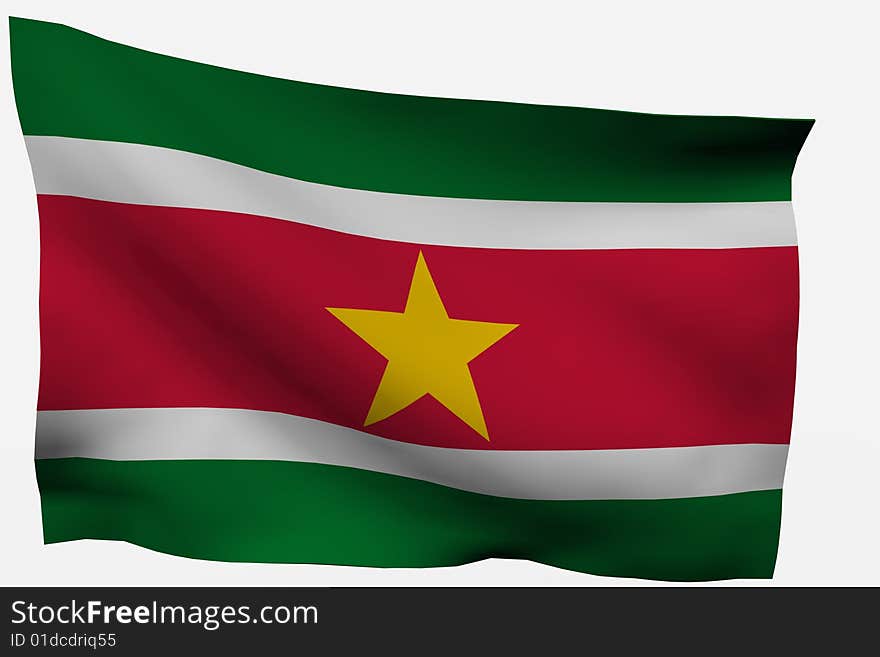 Surinam 3d flag isolated on white background