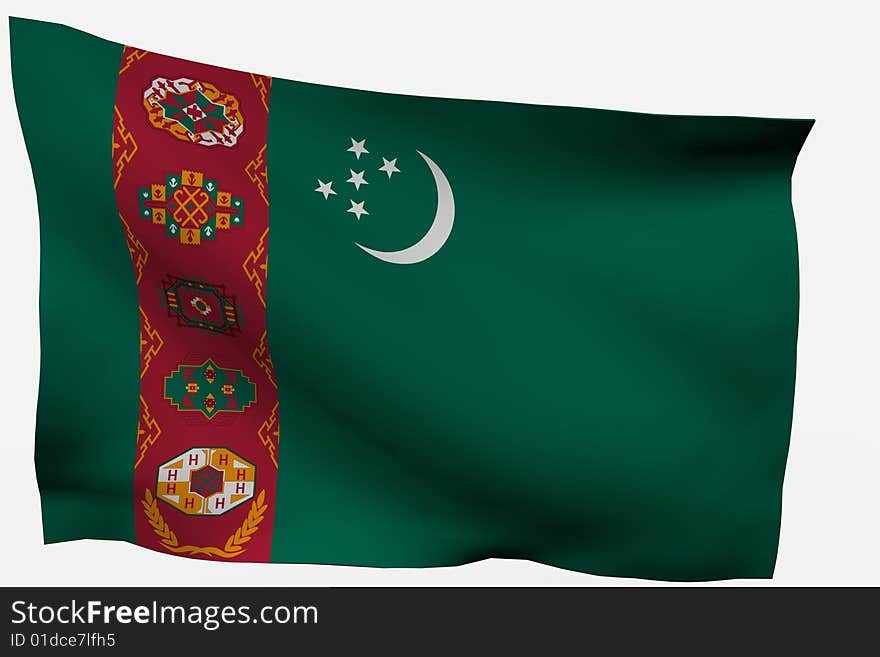 Turkmenistan 3d flag