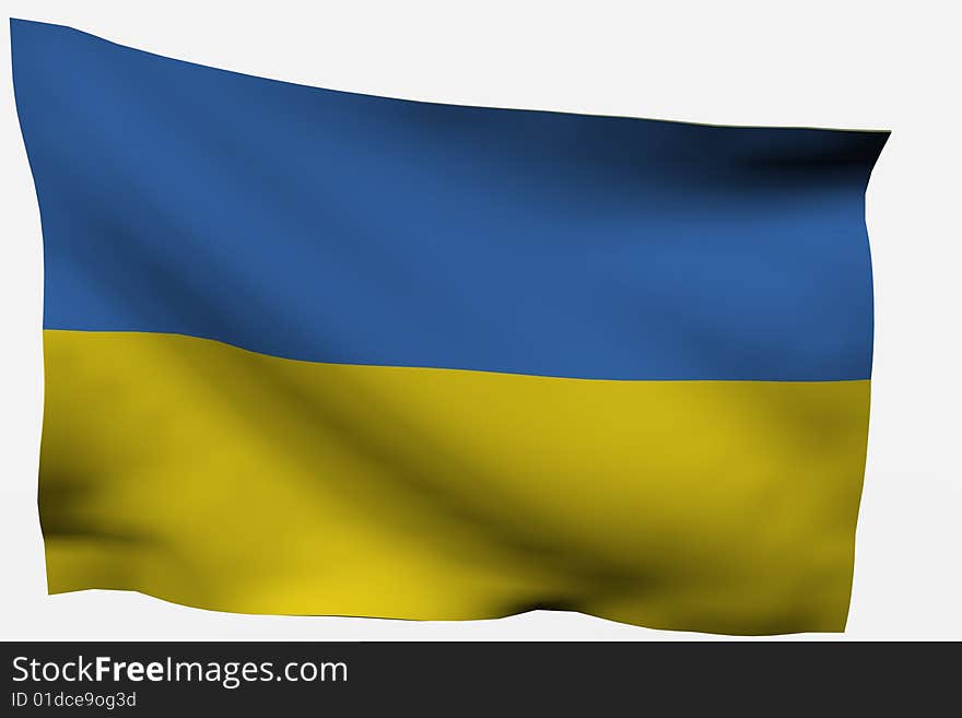 Ukraine 3d flag isolated on white background