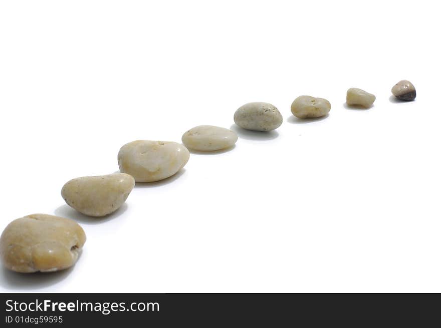 Stones line on white background