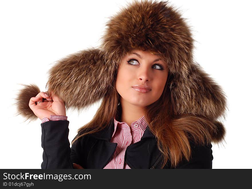 Woman in fur cap